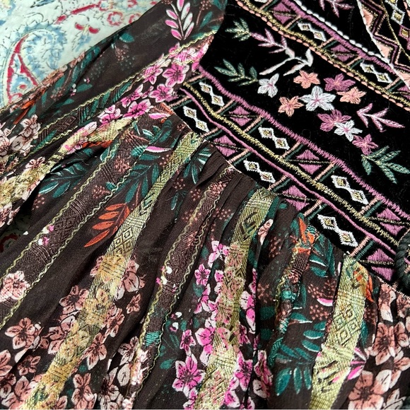 Zara boho glam velvet embroidered blouse - Picture 10 of 13